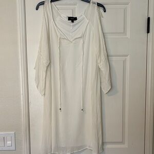 NAIF White Cold Shoulder Lined Dress
